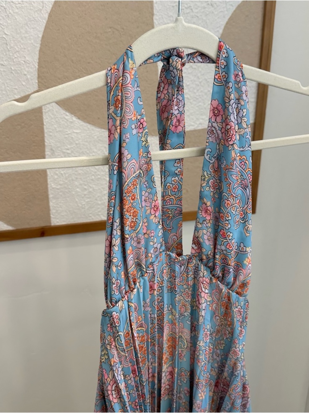 Halter Maxi Dress in Sky Blue Floral - Picture 2 of 4